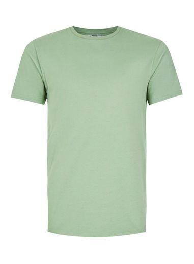 Topman Mens Green Khaki Nibble Neck T-shirt