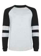 Topman Mens Grey And Black Long Sleeve Raglan T-shirt