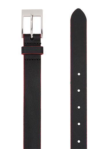 Topman Mens Black And Red Leather Slim Belt