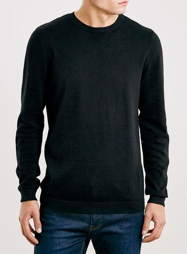 Topman Mens Black Essential Crew Neck Sweater