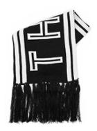 Topman Mens Black And White Now And Then Slogan Knitted Scarf
