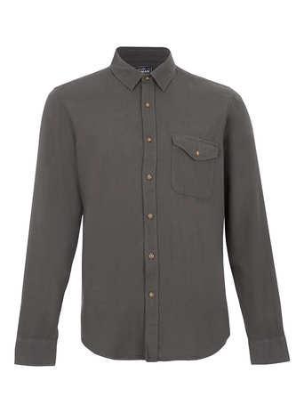 Topman Grey Long Sleeve Flannel Shirt