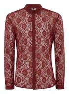 Topman Mens Red Rust Lace Muscle Fit Shirt