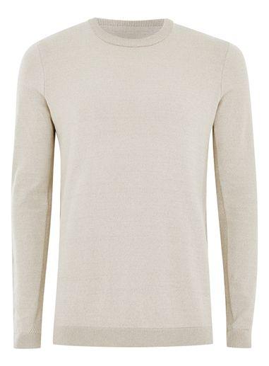 Topman Mens Cream Off White Twist Side Ribbed Sweater