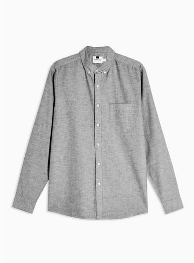 Topman Mens Washed Black Stretch Skinny Oxford Shirt