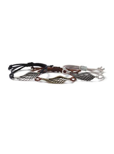 Topman Mens Multi Fabric And Mixed Metal Wing Bracelet 3 Pack*