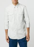 Topman Mens Light Grey Double Pocket Long Sleeve Casual Shirt