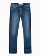 Topman Mens Black Check Tape Slim Fit Denim Jeans