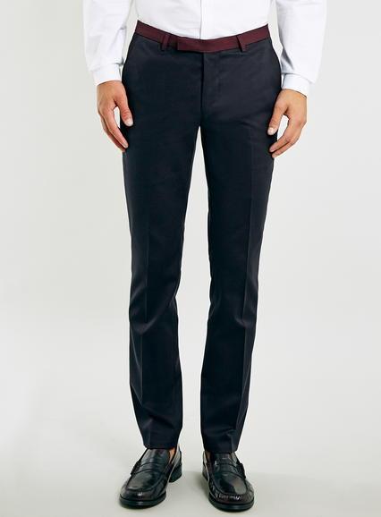 Topman Mens Blue Noose & Monkey Navy Suit Pants