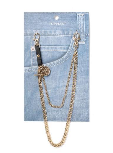 Topman Mens Black Gold Wallet Chain*