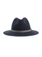 Topman Mens Blue Navy Puritan Hat With Grey Suede Trim