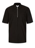 Topman Mens Black Zip Through Short Sleeve Casual Shirt
