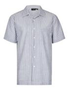 Topman Mens Blue Nicce Striped Textured Short Sleeve Shirt