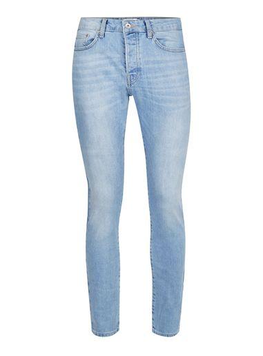 Topman Mens Bleach Washed Blue Stretch Tapered Fit Jeans