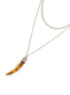 Topman Mens Brown Gold Tusk Necklace*