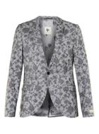 Topman Mens Noose & Monkey Grey Floral Print Tuxedo Jacket