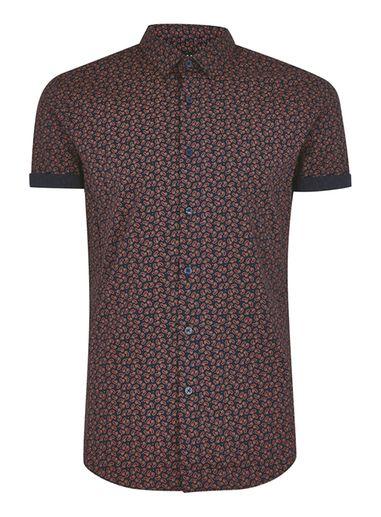 Topman Mens Navy Paisley Print Shirt
