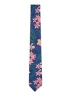 Topman Mens Black Navy Floral Hawaii Print Tie