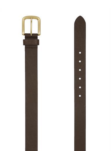 Topman Mens Brown Slim Leather Belt With Brushed Gold Buckle In Tan