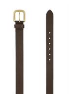 Topman Mens Brown Slim Leather Belt With Brushed Gold Buckle In Tan