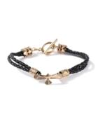 Topman Mens Black Faux Leather And Gold Look Eagle Bracelet*