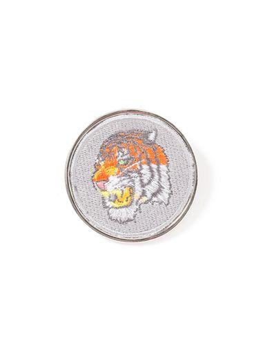 Topman Mens Green Silver Look Fabric Tiger Brooch*