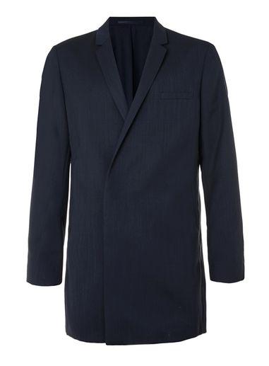 Topman Mens Blue Lux Navy Silk Mix Duster Coat