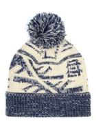 Topman Mens Multi Navy And Cream Patterned Bobble Beanie Hat