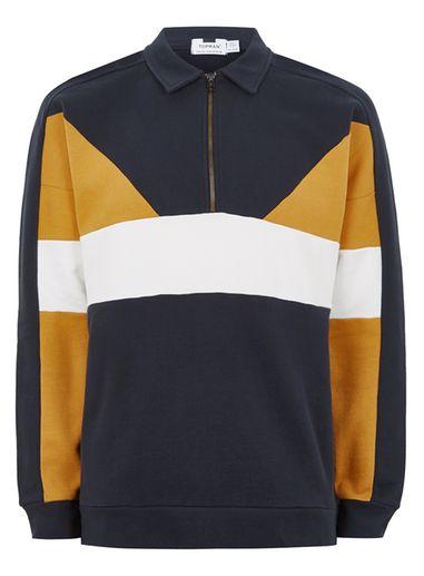 Topman Mens Yellow Mustard Rugby Sweatshirt