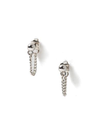 Topman Mens Silver Look Stud And Chain Earrings*