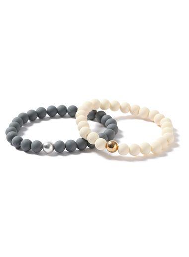 Topman Mens Cream And Grey Rubberised Beaded Bracelet Pack*