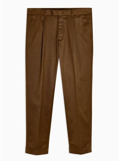 Topman Mens Brown Camel Skinny Fit Turn Up Smart Pants