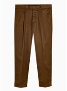 Topman Mens Brown Camel Skinny Fit Turn Up Smart Pants