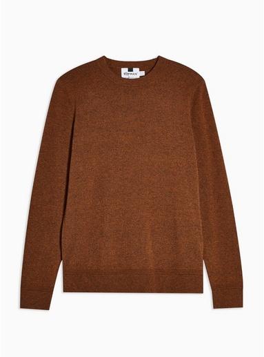 Topman Mens Brown Rust Stitch Essential Sweater