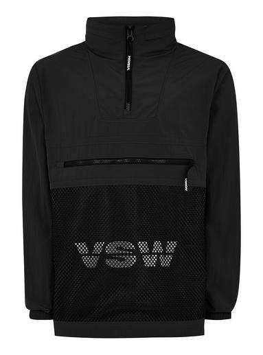 Topman Mens Vision Street Wear Black Mesh Overhead Windbreaker Jacket