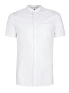 Topman Mens White Short Sleeve Oxford Stand Collar Shirt