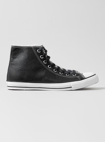 Topman Mens Converse Black Leather Hi Tops
