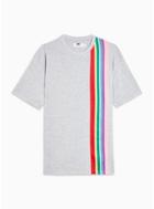Topman Mens Grey Gray Rainbow Stripe T-shirt