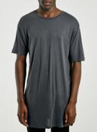 Topman Mens Mid Grey Grey Long Line Side Splits T-shirt