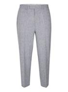 Topman Mens Grey Blue And White Pinstripe Wide Leg Cropped Dress Pants
