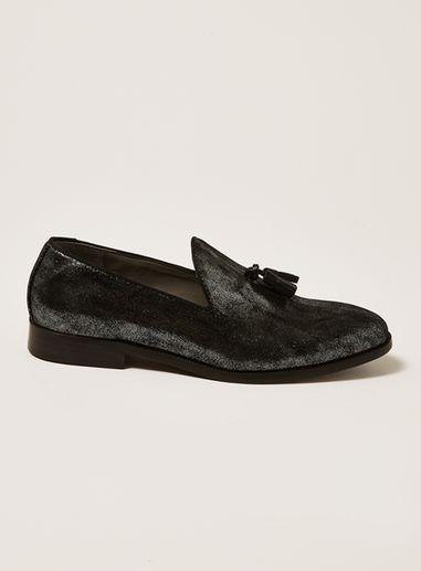 Topman Mens Black Metallic Rana Tassel Loafers