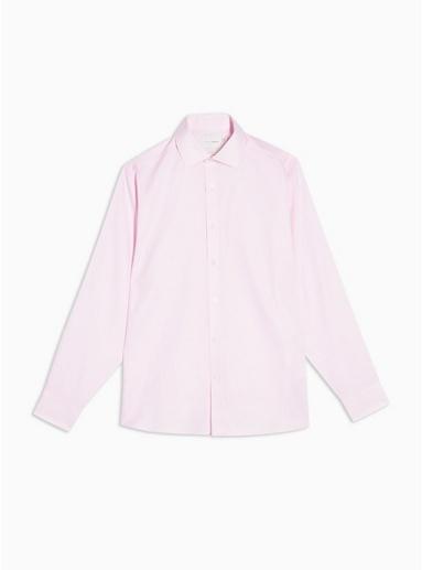 Topman Mens Premium Pink Textured Classic Shirt