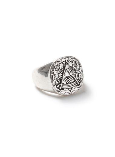 Topman Mens Silver Look Engraved Ring*