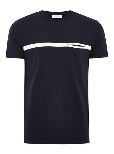 Topman Mens Selected Homme Navy Taping T-shirt