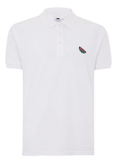 Topman Mens White Melon Badge Polo Shirt