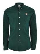 Topman Mens Forest Green Tiger Embroidered Long Sleeve Shirt