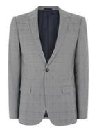 Topman Mens Mid Grey Gray And Blue Check Suit Jacket