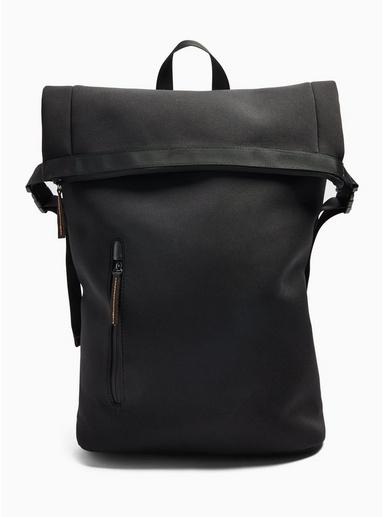 Topman Mens Black Neoprene Backpack