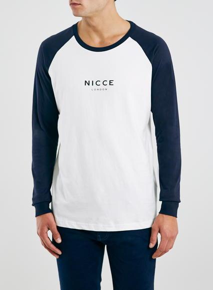 Topman Mens Nicce White Raglan Long Sleeve T-shirt