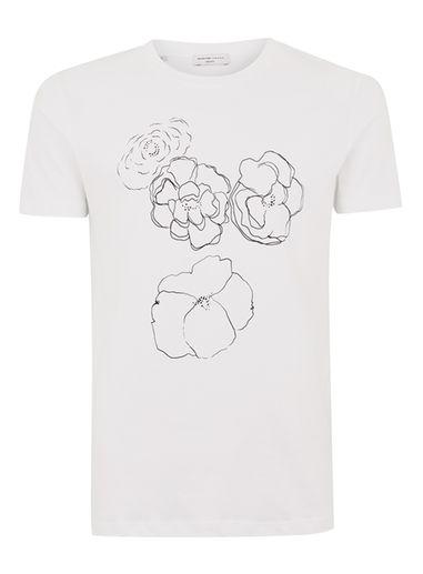 Topman Mens Selected Homme White Printed T-shirt